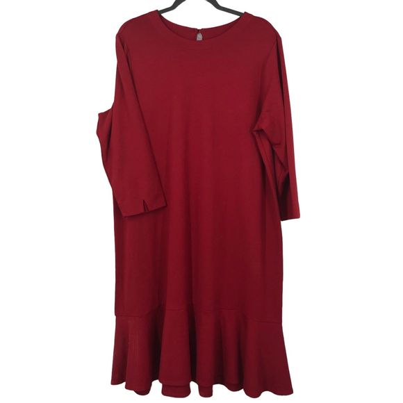 NWT J.Jill Pointe XLT True Red Dress, Simple, Minimalist, Holiday, Christmas - Picture 1 of 8